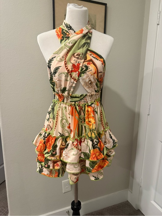 Agua Bendita Dresses & Skirts - NWT Agua Bendita Halter Ruffle Mini Dress SZ M